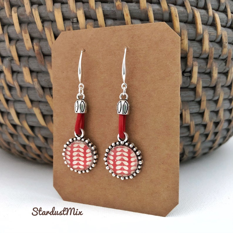Earrings with silver and leather elementswomen\u2019s earringsethnic boho earringsbohemian dangle earringsdainty mandala earringsgifts