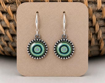 Drop earrings in Emerald Green Gift for her | Handmade Art Boho Jewelry