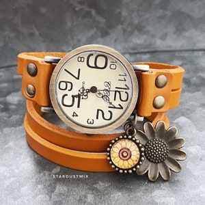 Weinlese-echtes Leder-Armbanduhr