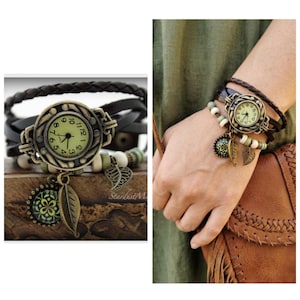 Gift for her/Steampunk leather watch for women/watches for women/Gift for mum/hippie watch/vintage style watch/best friend gift/bohemian
