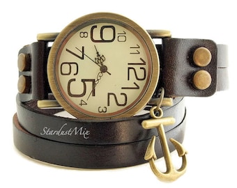 Orologio dell donne del braccialetto di cuoio regalo per lei orologio di signore  boho orologio d'epocaperle naturale perle cuoio e perle