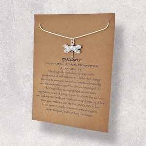 Necklace with a message, dragonfly pendant,boho necklace,personalised silver necklace,meaningful gift for her,gift for women,power necklace