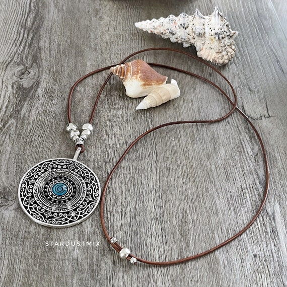 Gift for Her Necklaces/handmade Jewelry Necklace/necklaces for Women/summer  Jewelry/boho Long Leather Silver Necklace/boho Jewelry 