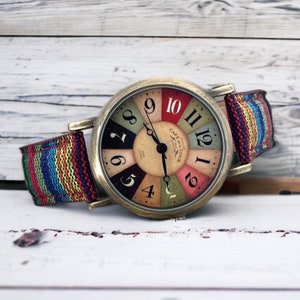 Watches for women gifts for her/Gift for him/Watch gift for women with quirky multicolour strap/Gift for mum/UK stock/boho and hippie image 2