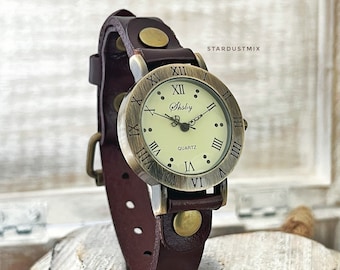 Watches for women/ steampunk leather Womens watch/minimalist watch/boho hippie watch/gifts for her/gift for women