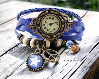 Venice Vintage Millefiori Glass Mosaic Watch With Blue  display picture 2