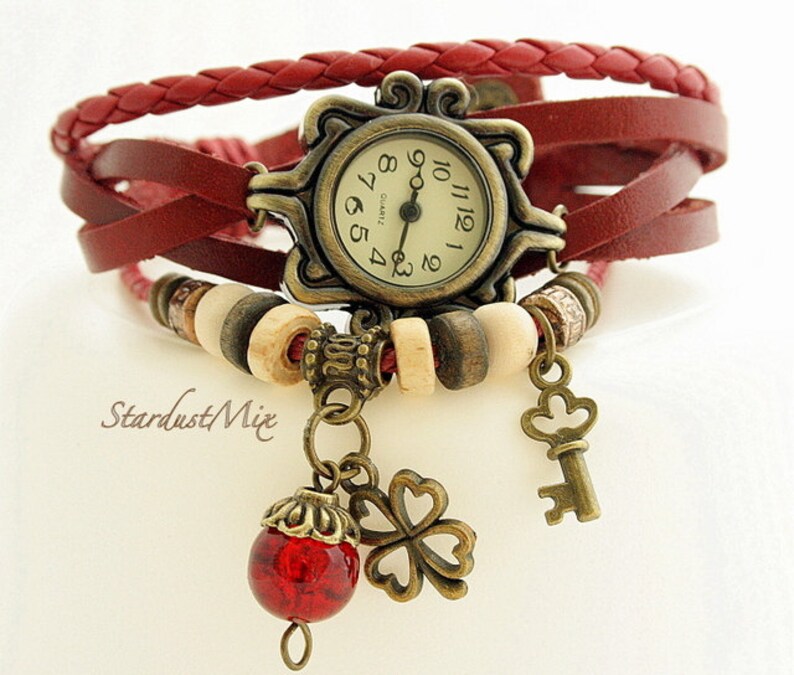 Women Watch Leather Bracelet Ladies Watch With a Key Crystal Etsy