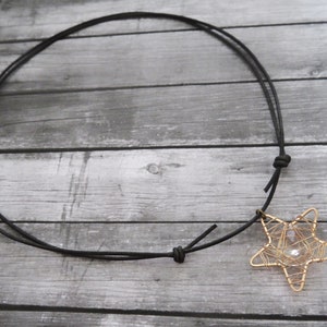 Necklace for Christmas,Leather Boho crystal necklace,boho jewelry,Christmas star,gift for women,gift for her,sister,boho necklace,festive