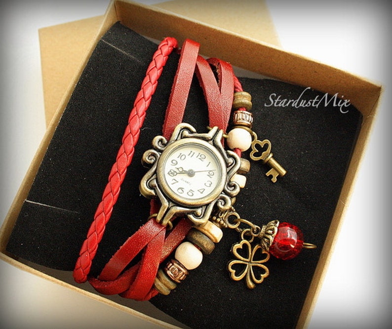 Women Watch Leather Bracelet Ladies Watch With a Key Crystal Etsy