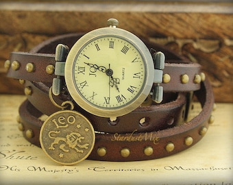 Vraie montre-bracelet millésimée de cuirVera pelle Vintage orologio da polso