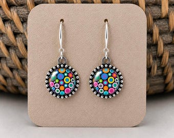 Handmade earrings colourful dots design gift for her | Handmade Art Boho Jewelry