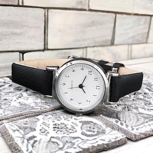 Womens black minimalist watch/watches for women/elegant watch/stylish dress watch/gifts for her/gift for women/elegant jewellery/sister gift