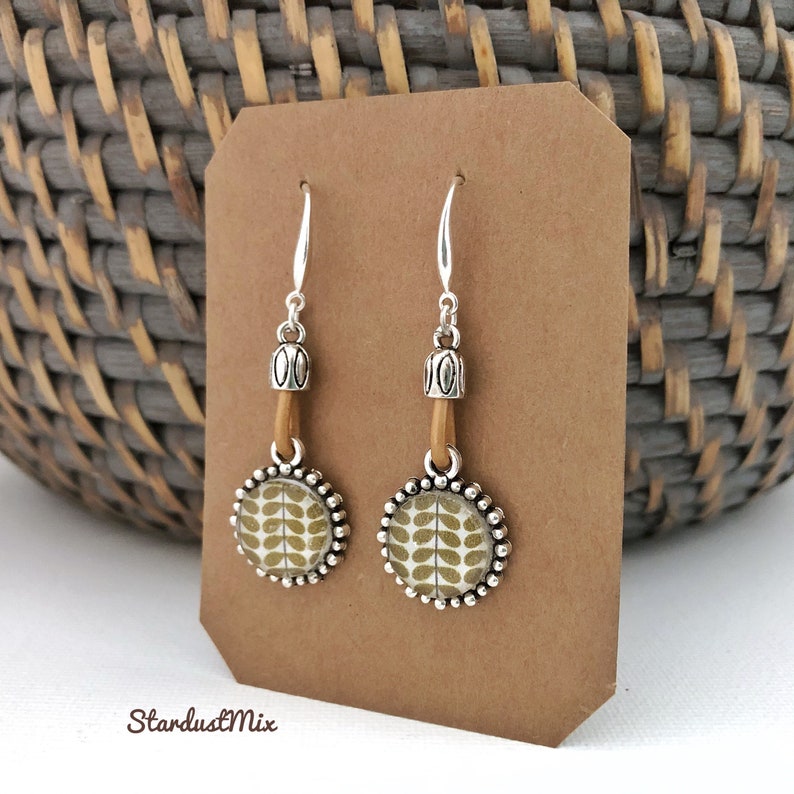 Earrings with silver and leather elementswomen\u2019s earringsethnic boho earringsbohemian dangle earringsdainty mandala earringsgifts