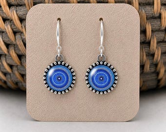 Blue Art Earrings Gift for her | Handmade Boho Art Jewelry
