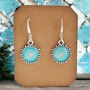 Handmade Earrings for women gift for her/Handmade jewelry/Sterling silver turquoise blue minimalist boho earrings/dangle drop earrings