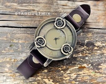 Watches for women gift for her/Steampunk leather strap watches gift for mom/boho watch/sister gift for women