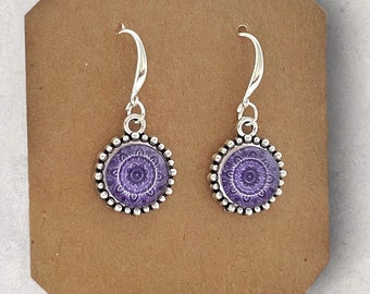 Purple Earrings for women gift for her/Sterling silver minimalist boho earrings/Handmade jewelry/dangle drop earrings/bohemian earrings