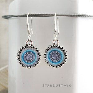 Boucles d'oreilles pour femme, cadeau pour elle/Cadeau pour femme bijoux faits main/Boucles d'oreilles bohème bleu denim en argent sterling/Boucles d'oreilles pendantes pendantes image 6