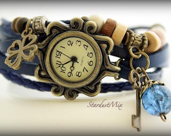 Montre femmes bracelet en cuir, cadeau pour elle, montres femmes, montre dames, montre-bracelet femmes, montre boho, montre vintage, montres