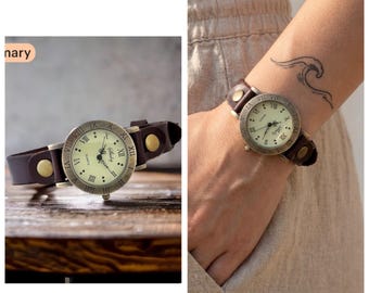Watches for women gift for her/steampunk leather gift for mom Womens watch/minimalist watch/boho hippie watch/gift for women