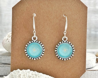 Oorbellen voor vrouwen cadeau voor haar/handgemaakte sieraden/sterling zilver turquoise blauwe minimalistische boho oorbellen/bungelen drop oorbellen