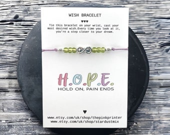 Bracelet with a wish charm and a motivational and encouraging message/Best friend gift/Sister gift/Wish bracelet/Wish charm jewelry