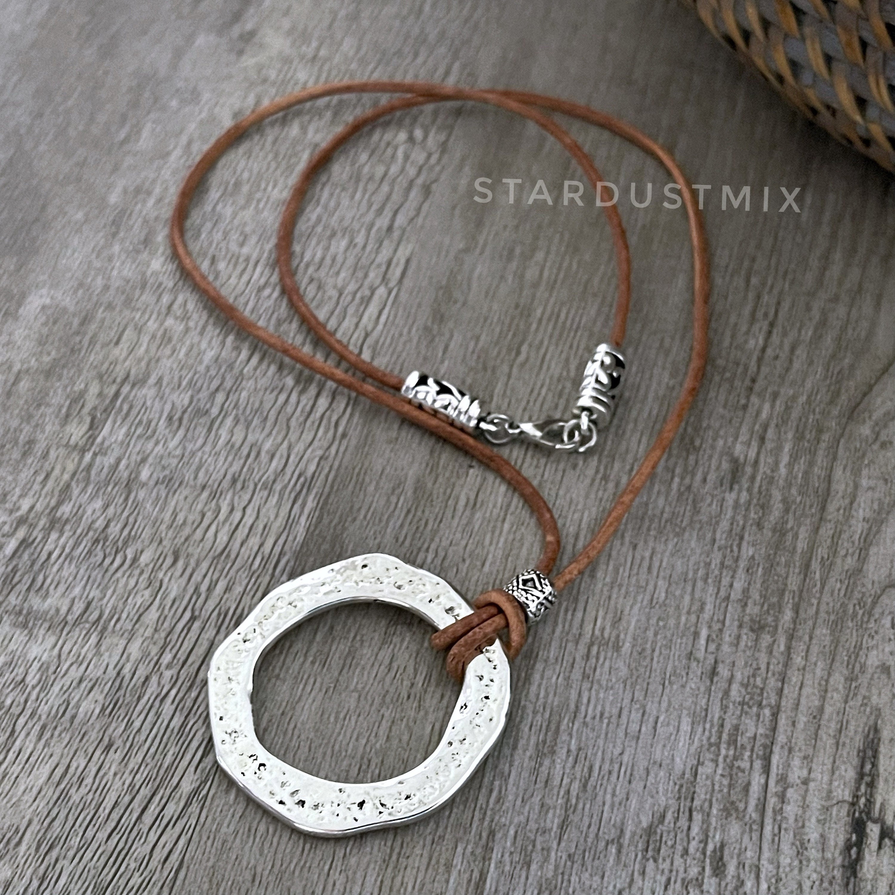 Necklace for Pendant Charm, Thin Leather Cord Necklace for Pendant, Leather String Necklace with Metal Clasp Locking Closure Custom Length