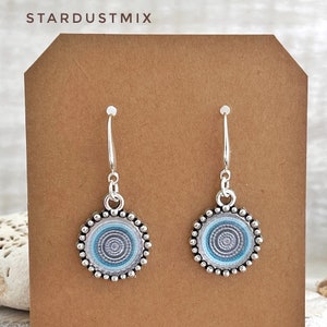 Earrings for women gift for her/Gift for women handmade jewelry/Sterling silver denim blue boho earrings/dangle drop earrings