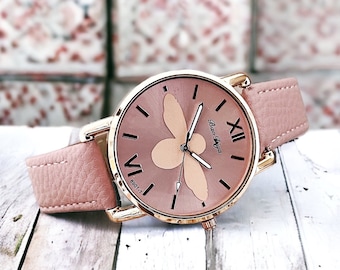 Watches for women with elegant honey bee design/Pink dress watch/classy boho and hippie watch/gift for her/gift for women/bohemian jewelry