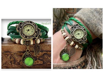 Montre femmes bracelet en cuir, cadeau pour elle, montres femmes, montre dames, montre-bracelet femmes, montre boho, montre vintage, montres