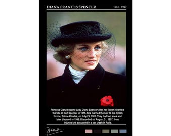 ヴィンテージ ダイアナ妃の肖像画 – ロイヤルアイコン キャンバス