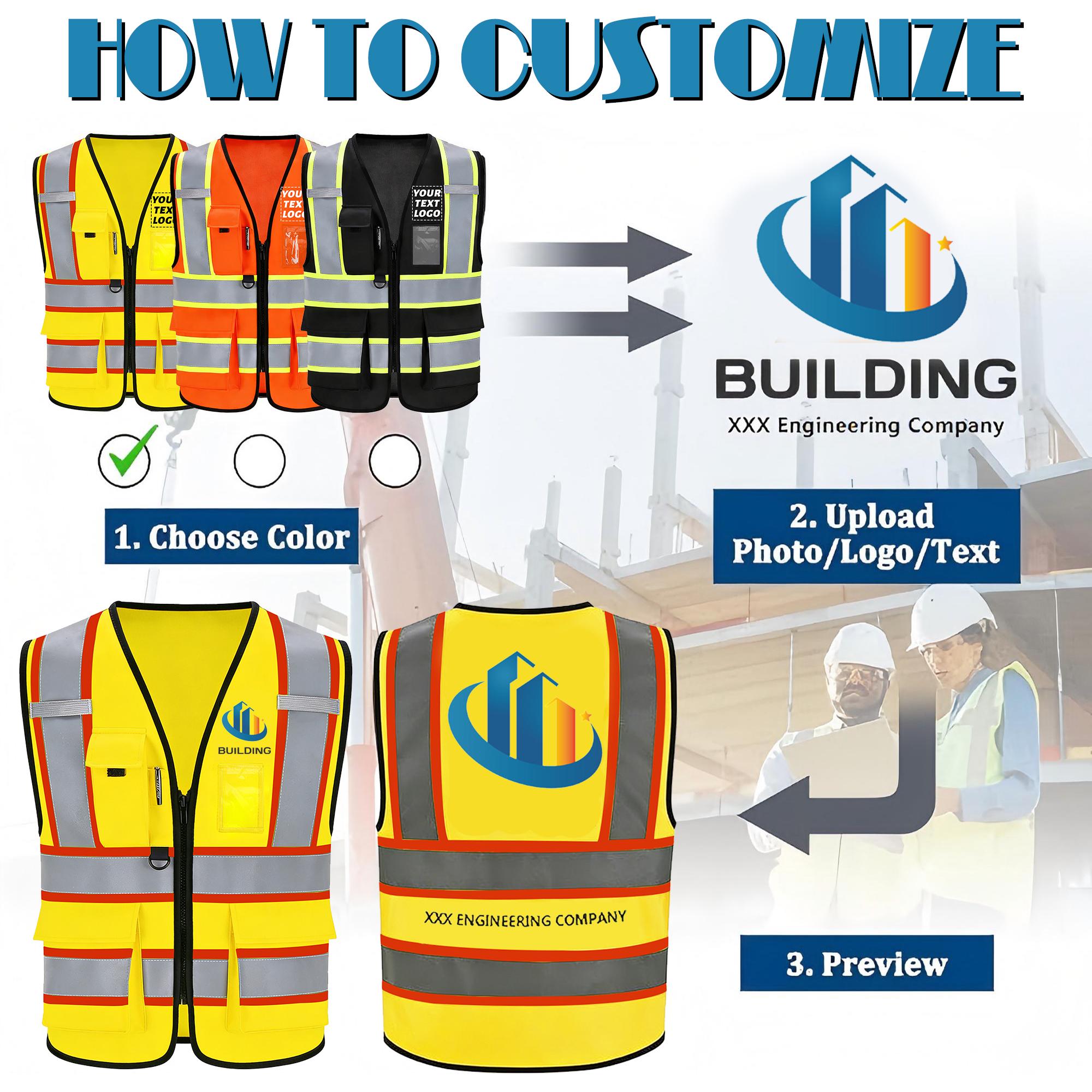 Custom Safety Vest, High Visibility Reflective Personalized Vests With ...