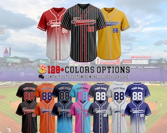 Custom Baseball Jersey, Personalized Stitched or Printed Team Name & Number, Unisex Pinstripe Baseball Shirt for Men Women Toddler Fans Gift