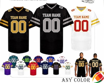 Custom Football Jersey – Personalized Name and Number, Stitched or Printed Team Shirt, Team Uniform & Fan Gift for Men, Women, Kids