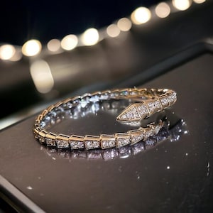 14k Serpent Bracelet, Silver Snake Bracelet, Snake Head Bracelet, Snake Bangle, Womens Silver Snake Bracelet, Snake Cuff Bracelet