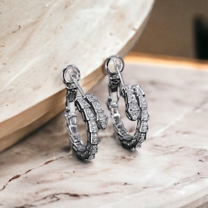 Silver Snake Earrings, Snake Hoop Earrings, Gold Snake Hoop Earrings, Serpent Earrings, Snake Huggie Hoop, Silver Serpent Earrings