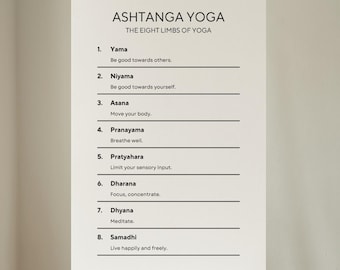 Afdrukbare muurkunst 'Ashtanga Yoga' – digitale posters direct downloaden