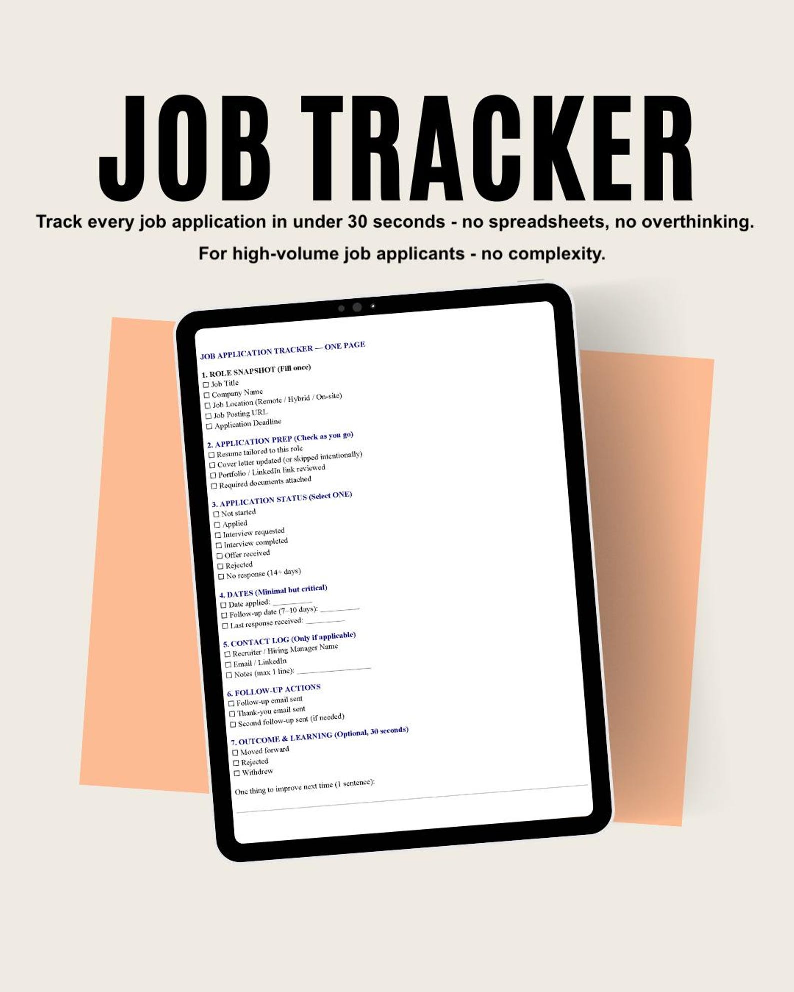 Job Application Tracker Printable – Simple PDF for Tracking ...