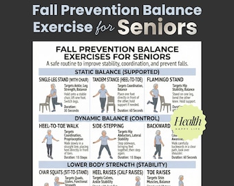 Fall Prevention Poster, Balance Exercises For Seniors, Elderly Exercises, Chair Exercises, Senior Workout Routines