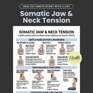 Somatic For Neck Tension, Psoas release, Vagus Nerve Poster, ADHD Exercise, Exercises Workout