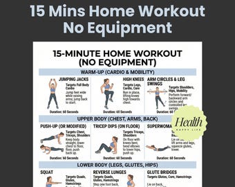 15 minuten trainen, geen training, training bovenlichaam, afdrukbaar, traininggids onderlichaam, afdrukbare oefeningen, fitnessplan thuis