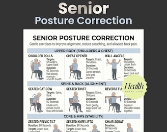Senior Posture Exercises, Elderly Exercises, Chair Exercises, Senior Workout Routines,