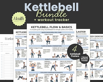 Kettlebell Exercises Bundle, Kettlebell Poster, Glute Exercises, Printable Exercises, Upper Body Workout, Leg Day Exercises,Beginner Workout