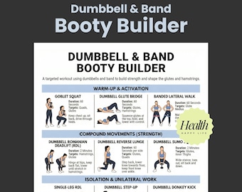 Booty Builder, Glute Exercises Workout, Dumbbell And Band Workout, Leg Day Exercises, Lower Body Workout, Home Fitness Plan