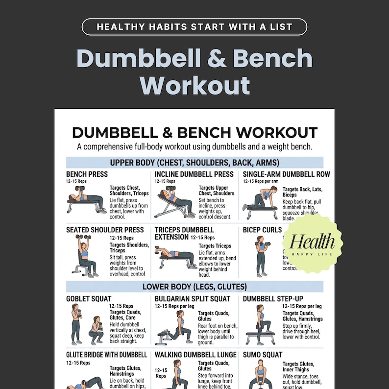 dumbbell-and-bench-workout-poster-dumbbell-exercises-printable