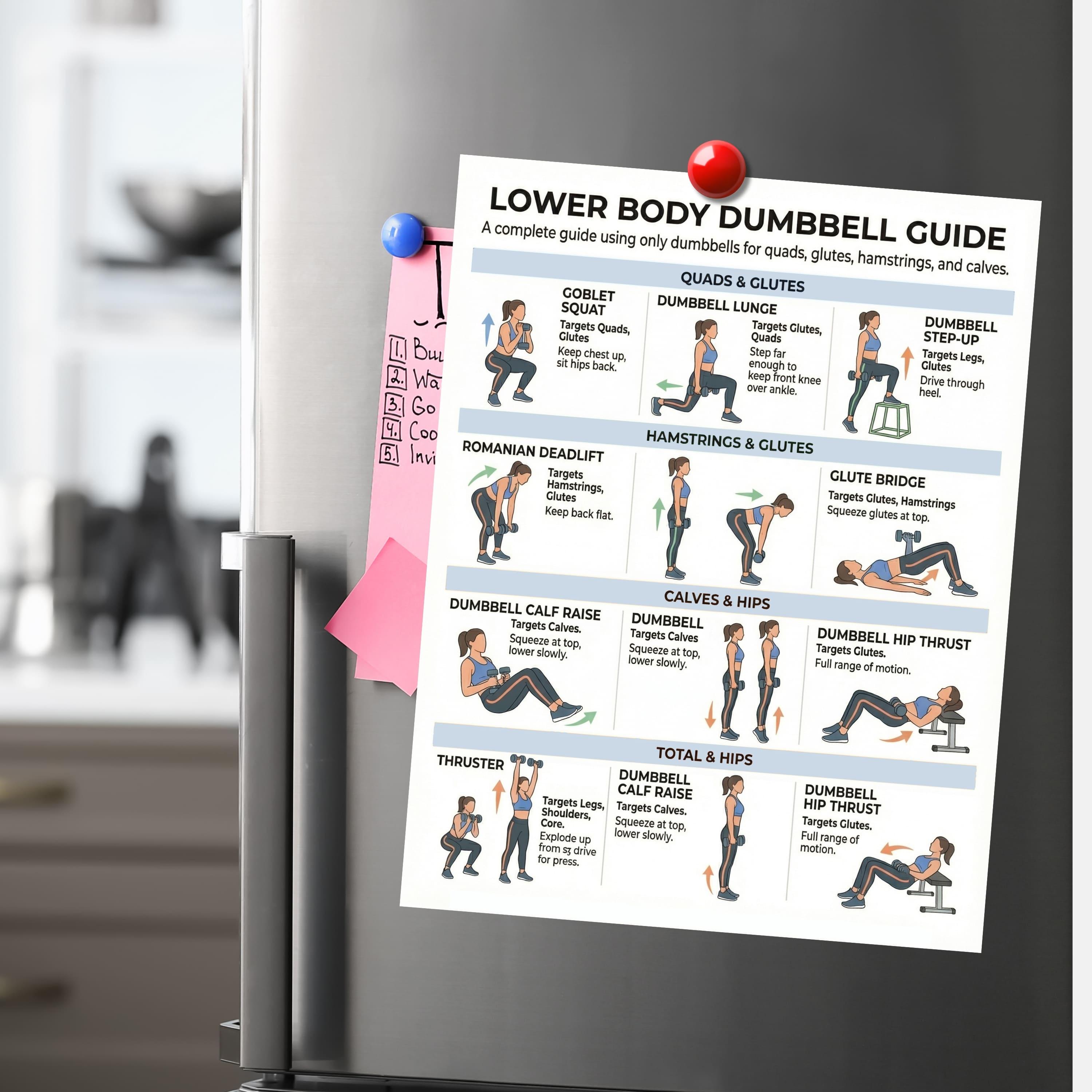 Dumbbell Workout Printable, Lower Body Workout Guide, Dumbbell ...