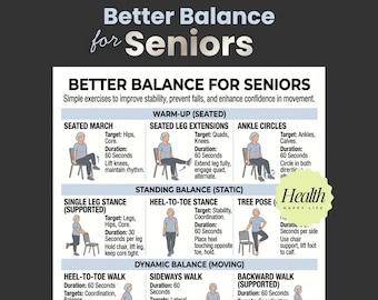 Balance Exercises For Seniors, Elderly Exercises, Chair Exercises, Senior Workout Routines