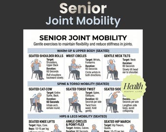Mobilità articolare per anziani, Yoga sulla sedia per anziani, Poster di esercizi, Routine di allenamento per anziani, Programma di allenamento a casa