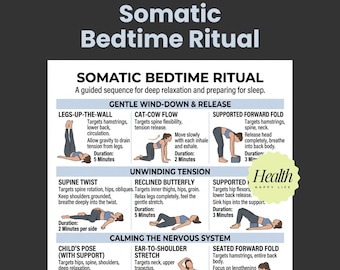 Somatic Bedtime Ritual For Insomnia Relief, Vagus Nerve Poster, ADHD Exercise, 30 Day Workout, Exercises Workout, Home Exercises