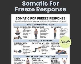 Somatic For Freeze Response, Trauma Release Exercises, Vagus Nerve Poster, ADHD Exercise, Home Exercises, Functional Freeze Recovery